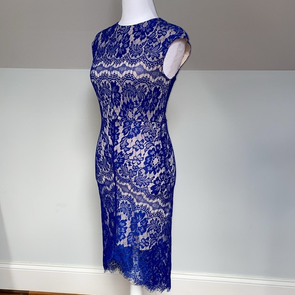 Lily Whyt Blue Lace Midi Dress - Picture 5 of 10